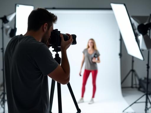 Photographer taking a professional photo for a content marketing campaign.