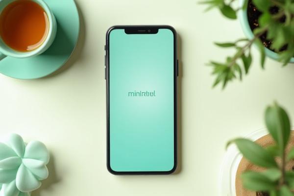 Minimalist phone screen displaying a mindful design interface with calm colors and digital wellbeing features
