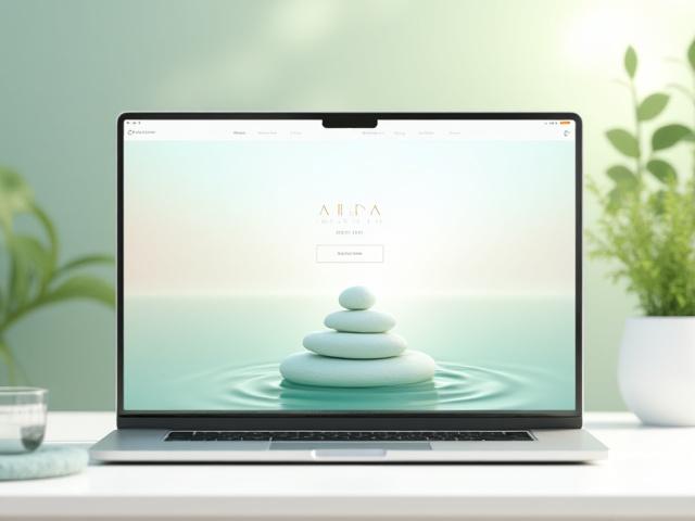 Aura Wellness website design on a laptop screen
